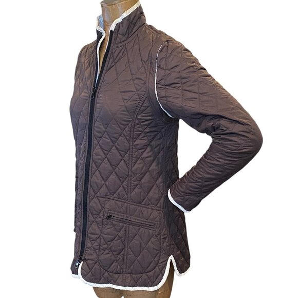 Women's Reversible Diamond Quilted Barn Jacket Convertible Vest S/M #192M - Picture 9 of 12